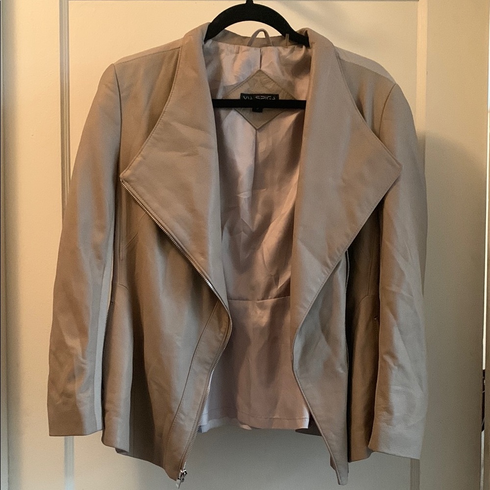 Knit/Leather Fit and Flare Jacket